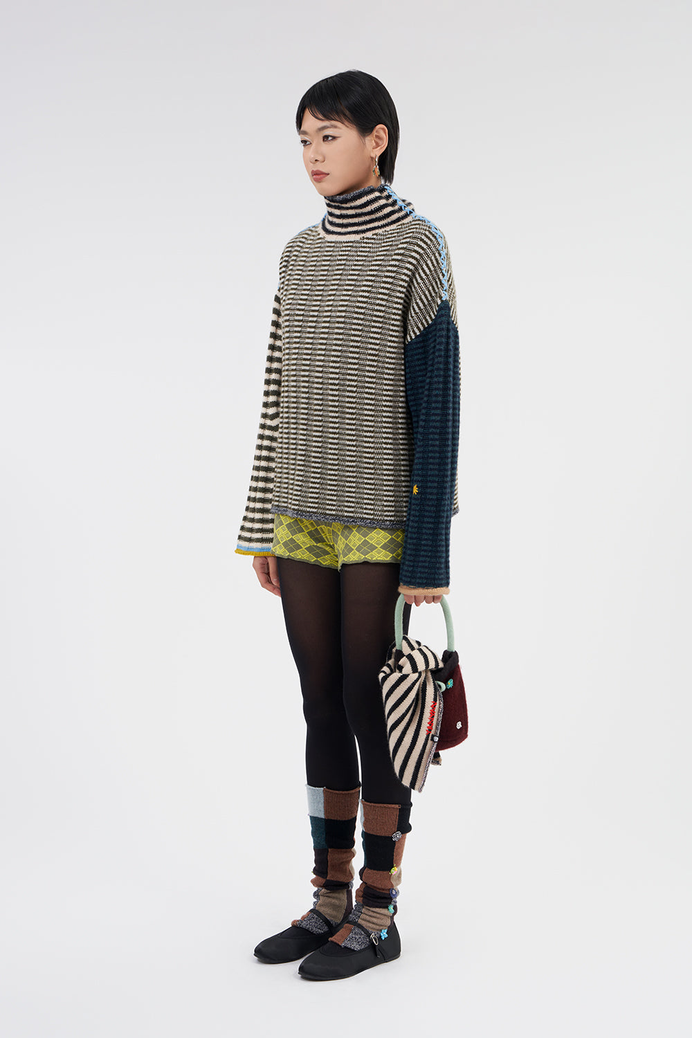 *YANYAN KNITS FOR JOYCE* Oversized Rib Turtleneck Pullover