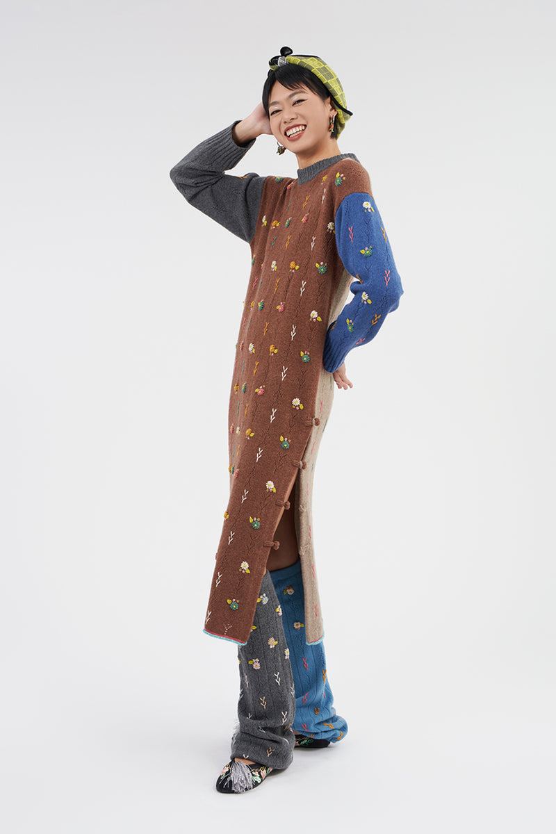 Daisy Maxi Dress in Hazelnut Multi Lambswool