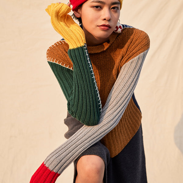 YANYANヤンヤンTWEEDLE COLORBLOCK TURTLE NECK-