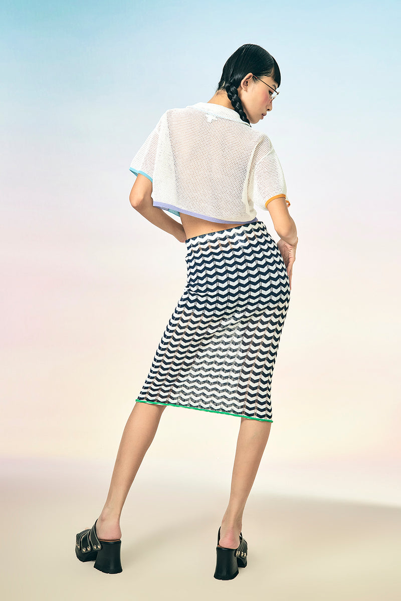 Tong Beach Skirt in Black/White Cotton Cord