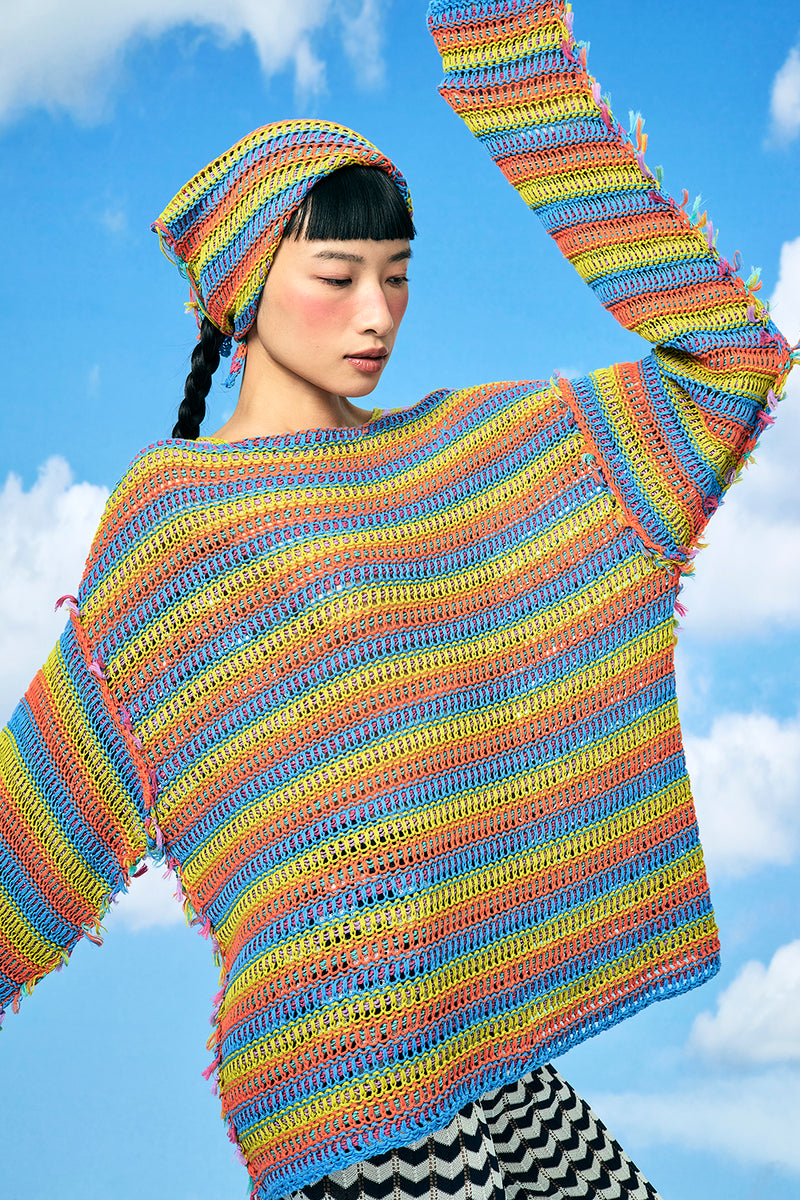 Float Oversized Pullover in Rainbow