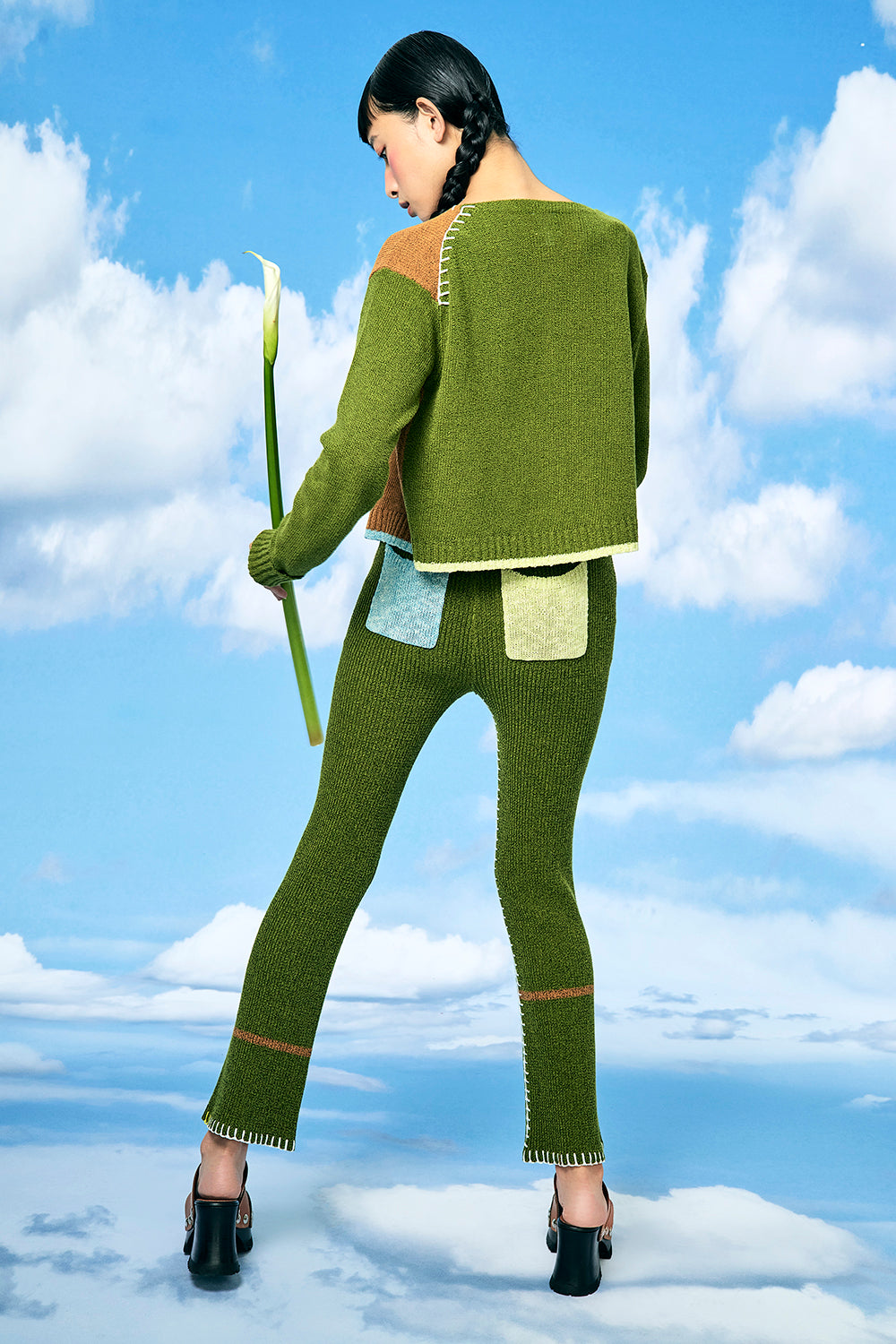 Tweedle Colorblock Extra Long Sleeve Crop Cardigan