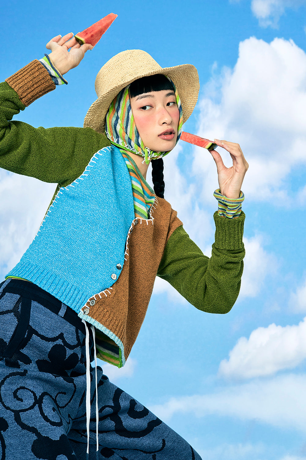 Tweedle Colorblock Extra Long Sleeve Crop Cardigan