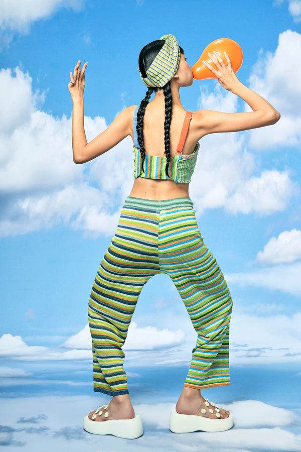 *2 colorways!!* Mabo (Linen) Pant in Lime/Sunset Spacedye Stripe and in Ocean Spacedye Microstripe