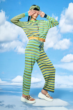 *2 colorways!!* Mabo (Linen) Cardigan in Lime/Sunset Spacedye Stripe and in Ocean Spacedye Microstripe