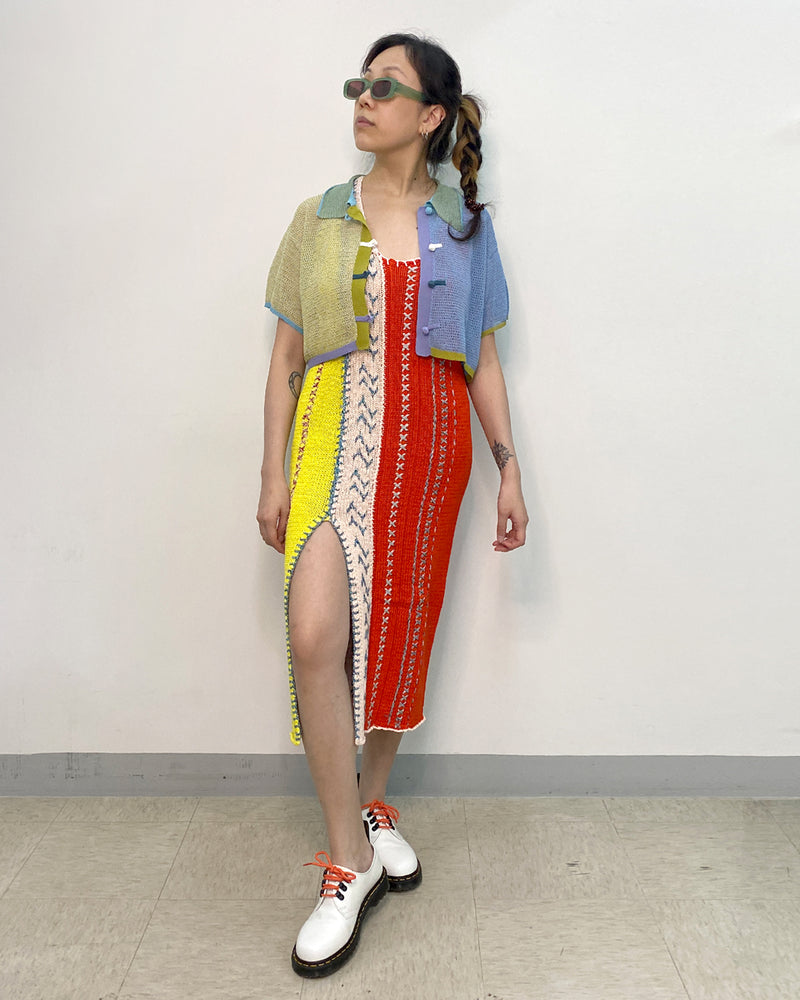 Smarty Midi Dress in Tomato Colorblock Cotton