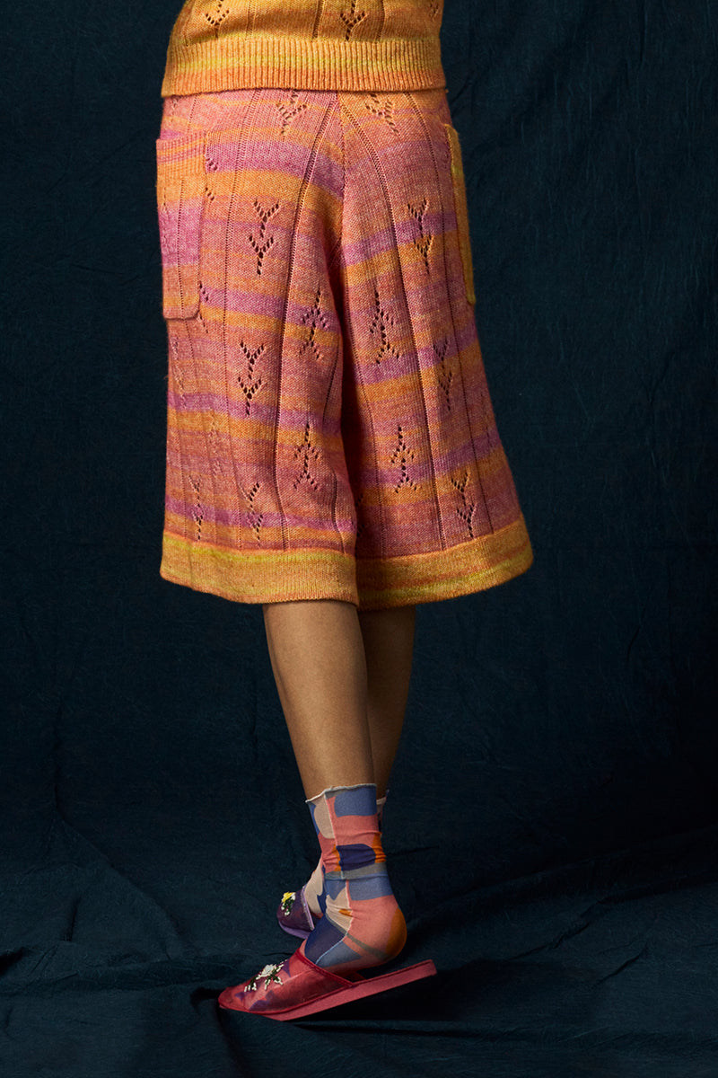 Recycled Cashmere Culotte in Pink Spacedye