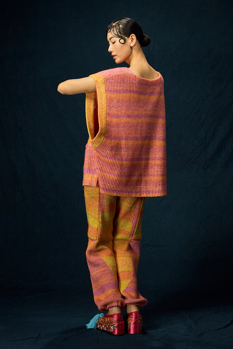 Recycled Cashmere Giant Vest in Pink Spacedye