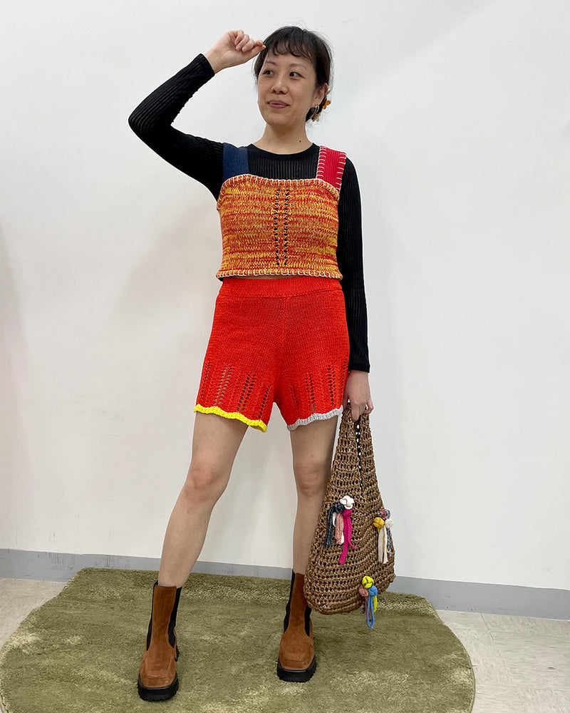 Choi-Hung Colorblock Crop Top in Rainbow Chunky Cotton