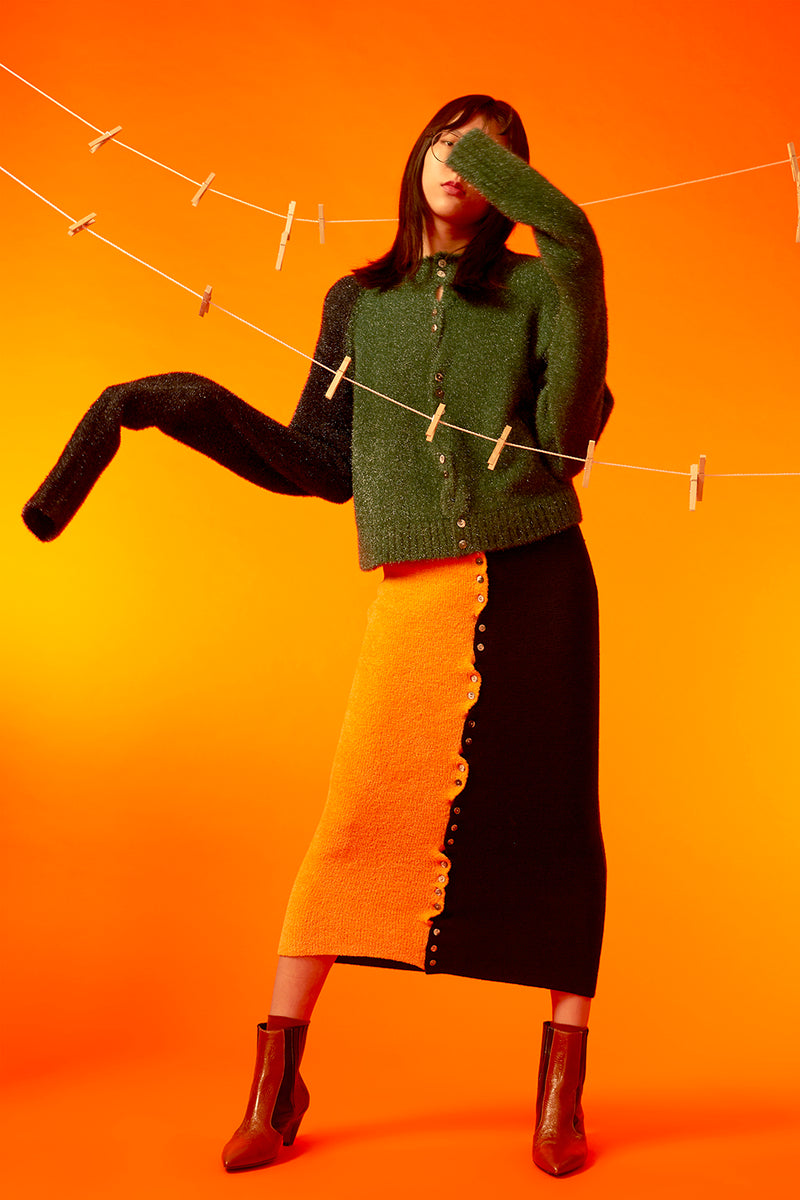 Wah Colorblock Maxi Skirt in Tangerine