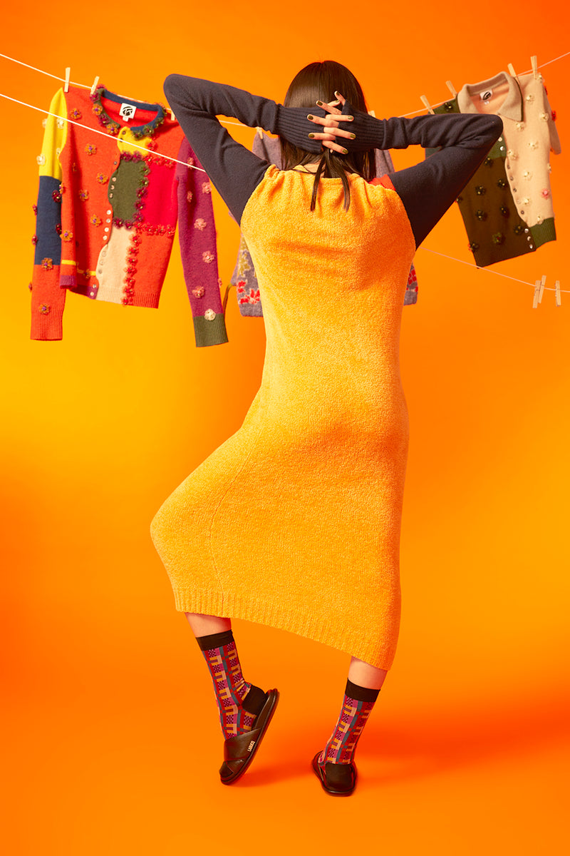 Wah Colorblock Maxi Cardigan in Tangerine