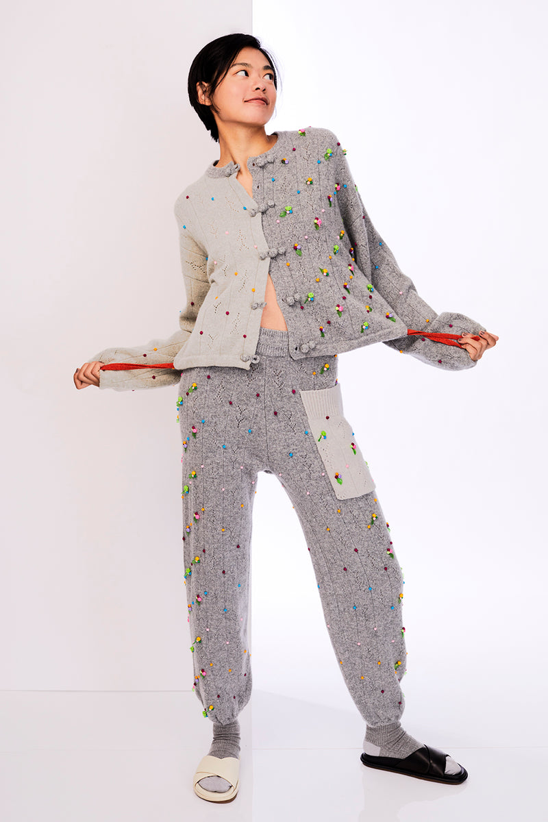Rosie Kungfu Jacket in Melange Grey Lambswool