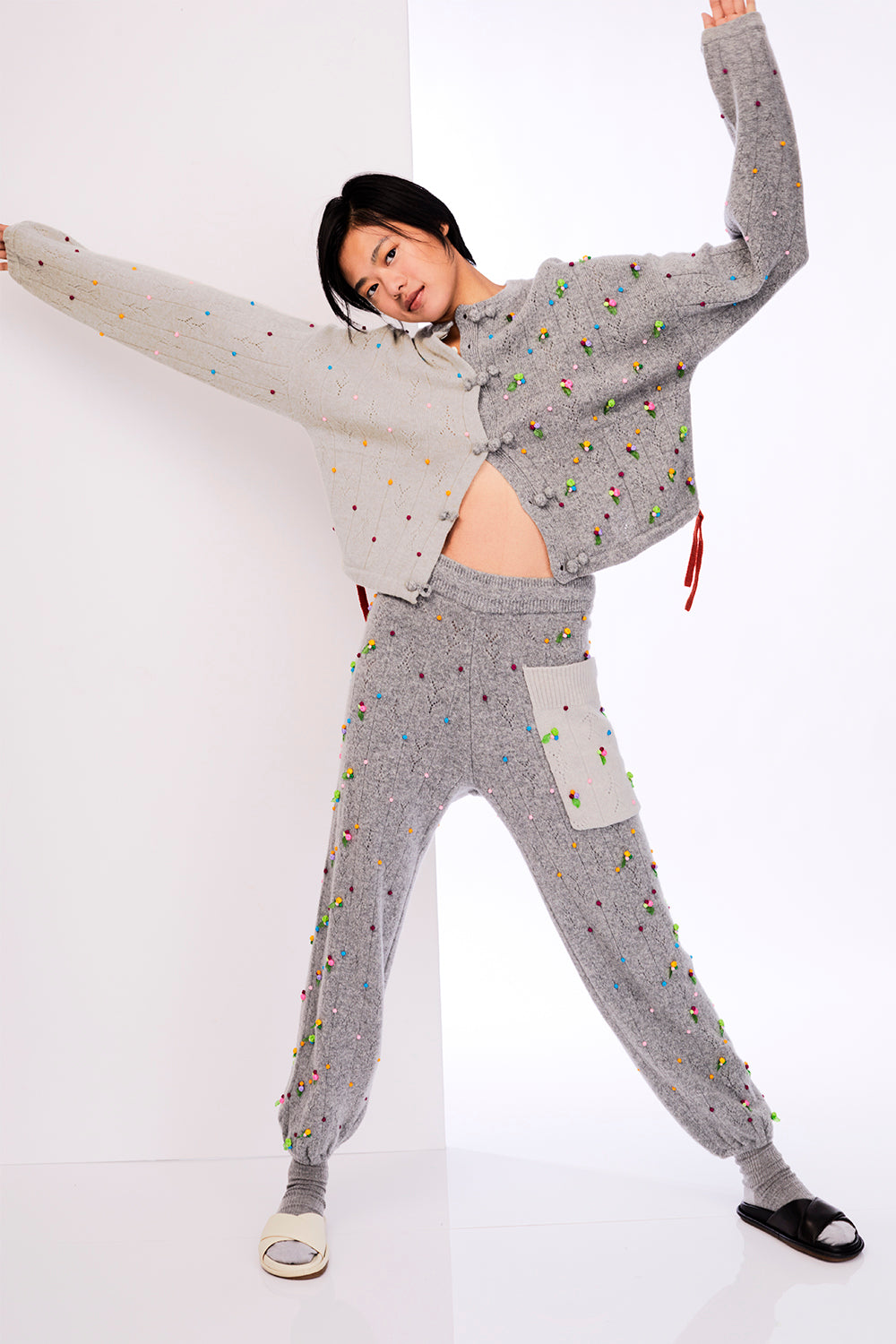 Rosie Kungfu Jacket in Melange Grey Lambswool – YanYan
