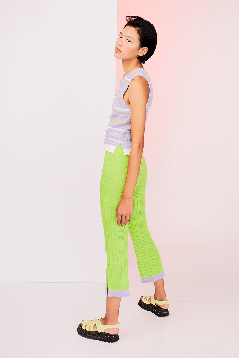 Mabo Rib Pant in Lime Linen