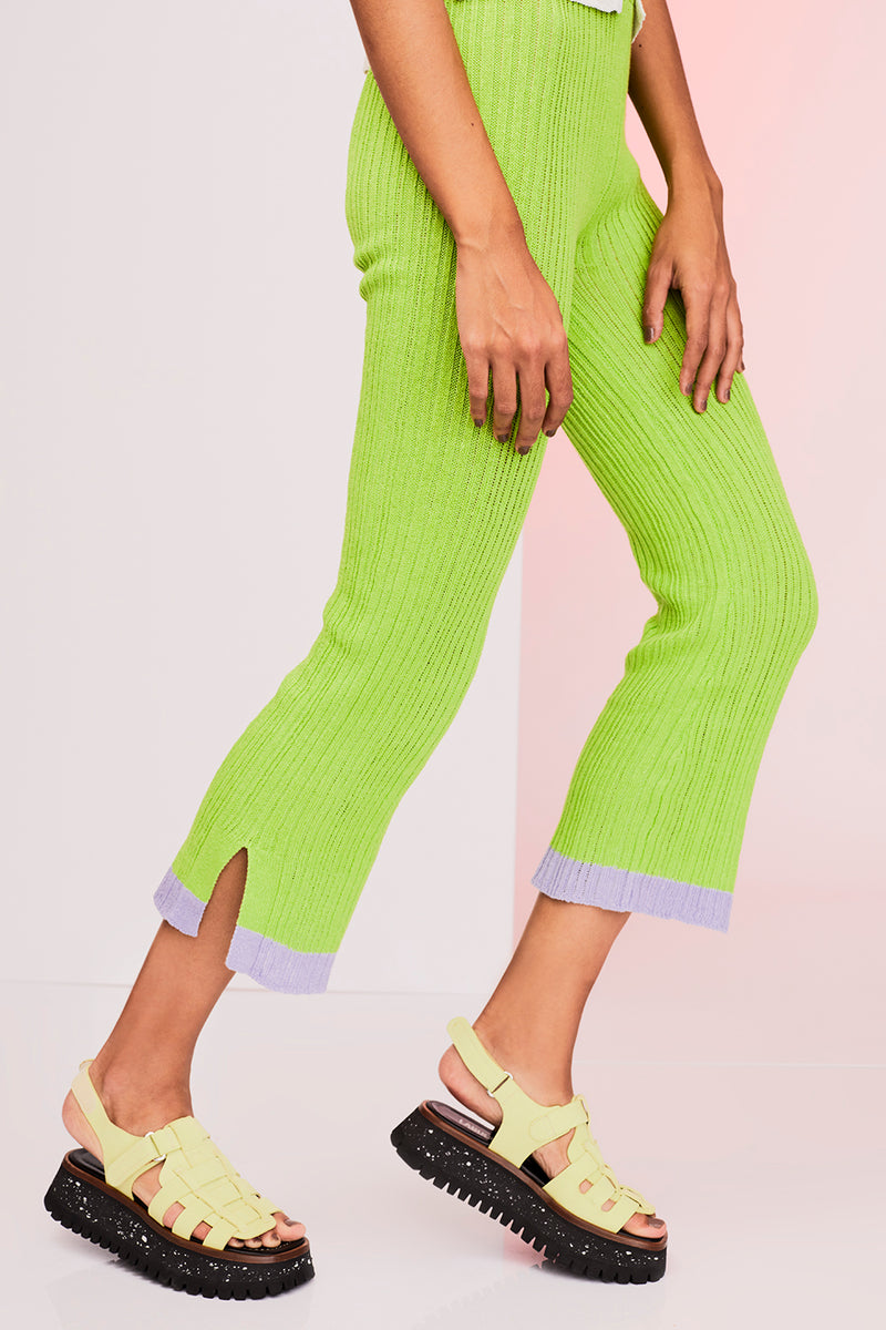 Mabo Rib Pant in Lime Linen