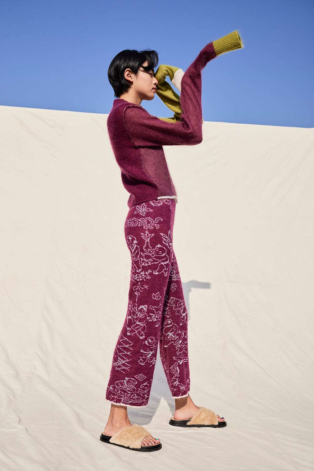 Momo Laza Pant in Grape Mohair – YanYan