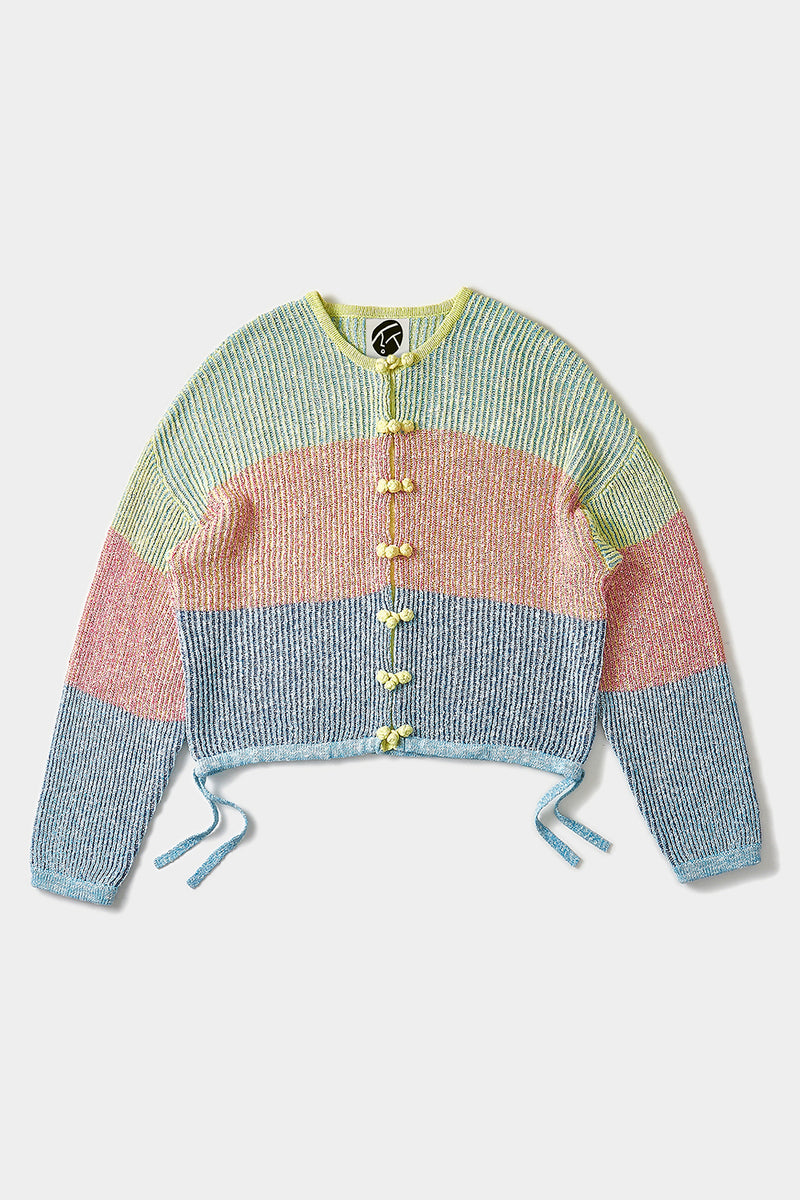 Rainbow🌈✨ Two-Toned Tweed Kungfu Jacket in Multicolor Tweed
