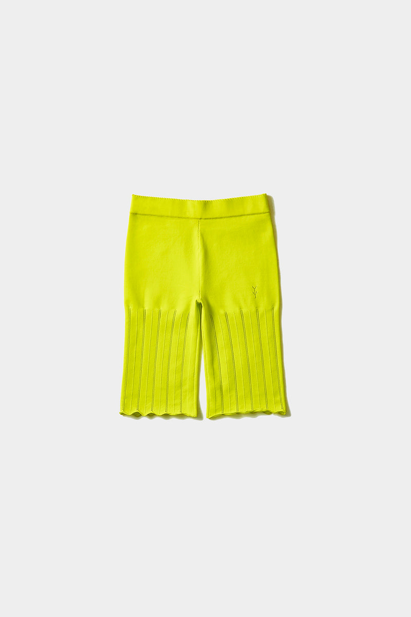 Holey Bike Short in Sprout Yellow