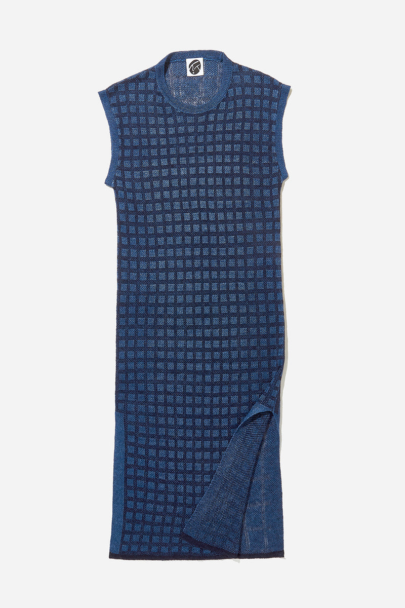 Linen Check Cheongsam (Indigo)