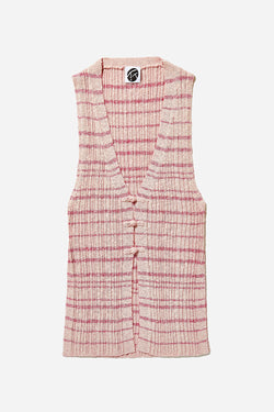 Tweed Rib Long Waistcoat (Pale Pink)