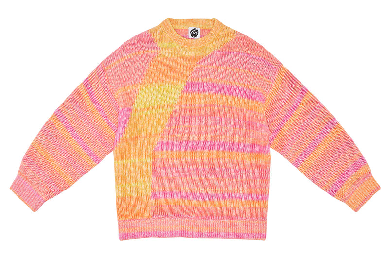 Recycled Cashmere Crew in Pink Spacedye
