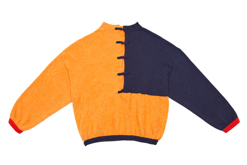 Wah Colorblock Oversized Pullover in Tangerine