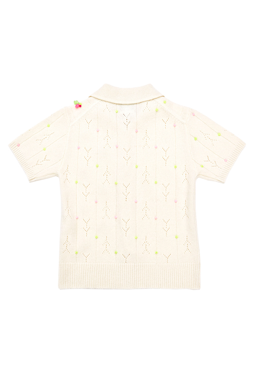 Rosie Short Sleeve Cardigan in Ice White Lambswool