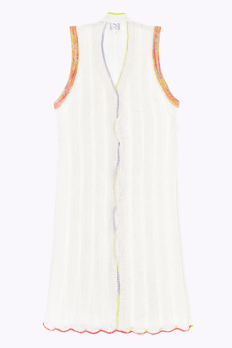 Honey Long Vest in Ivory Cotton Cord