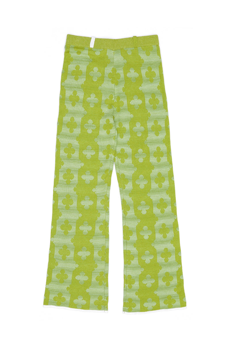 May Trouser in Light Olive Linen Jacquard
