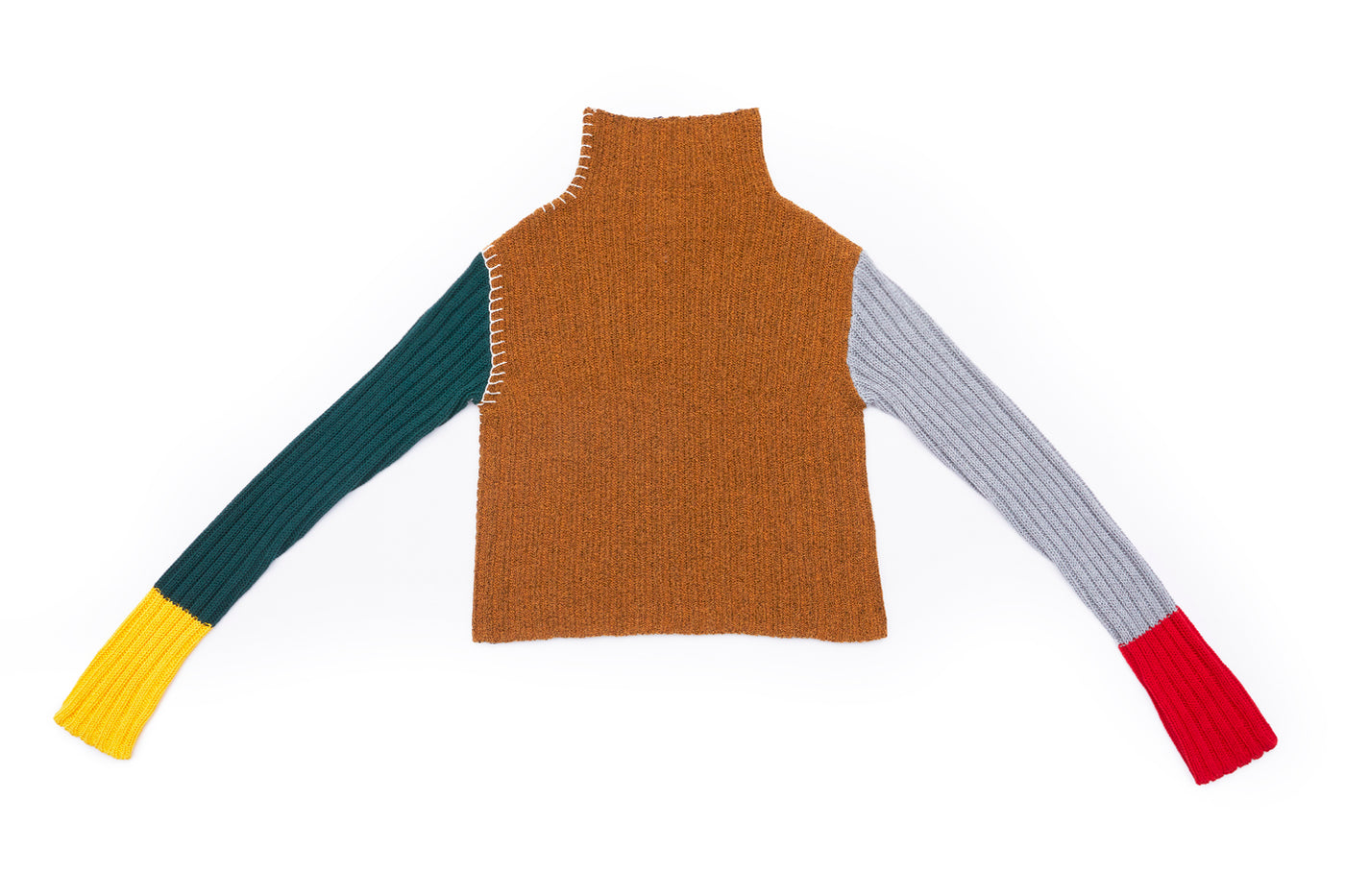 Tweedle Colorblock Turtleneck in Ochre Tweed / Rainbow – YanYan