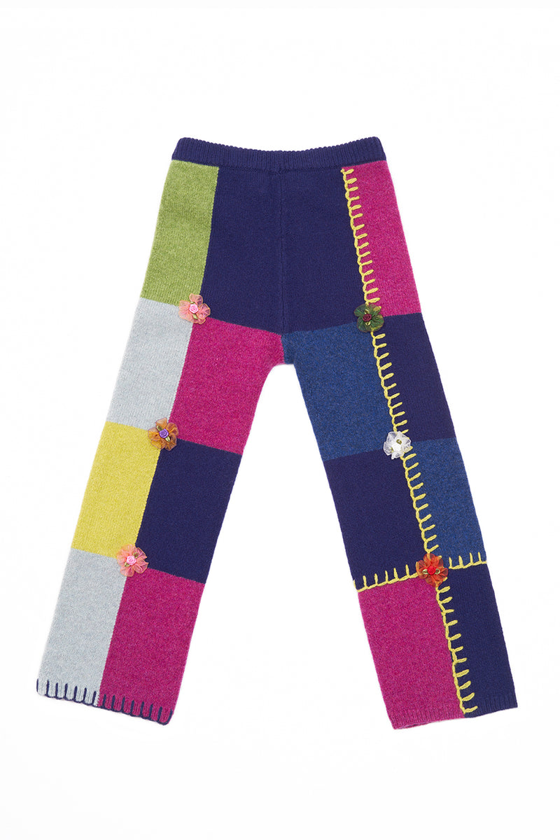 Kids Checked Pant in Grape Lambswool