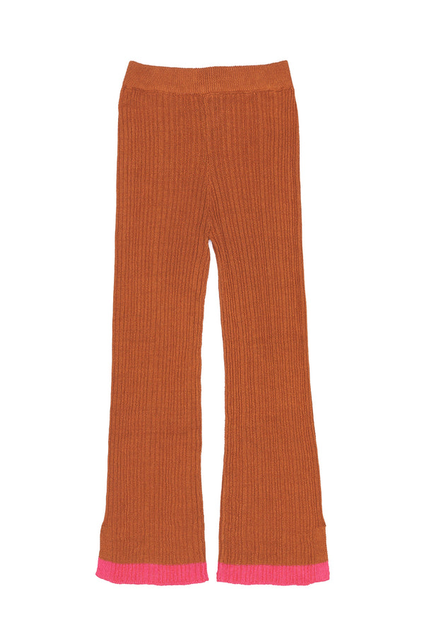 Mabo Rib Pant in Solid Brick Linen