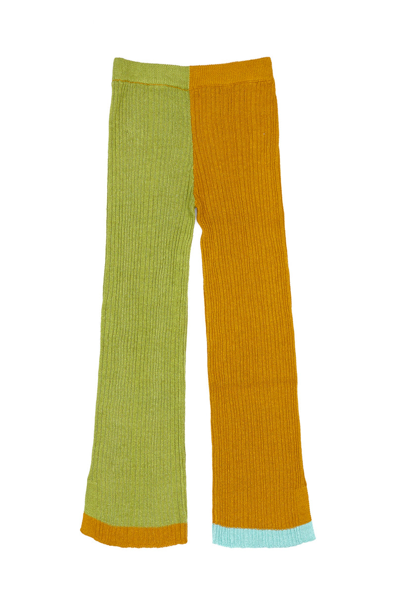 Mabo Rib Pant in Colorblock Grass/Turmeric Linen