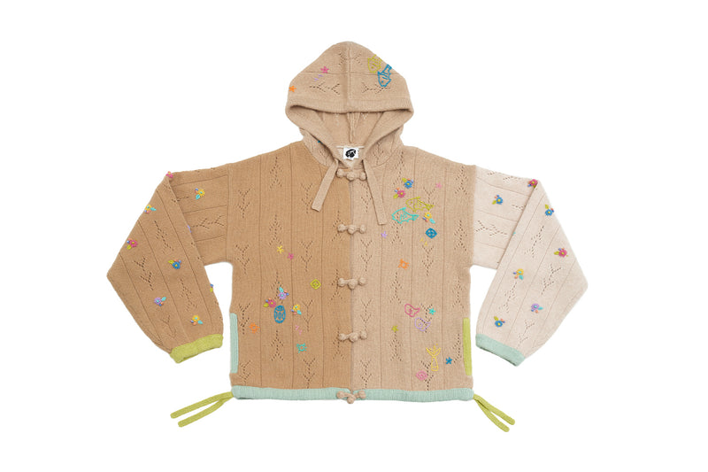 Curious Oversized Hoody Jacket in Camel Lambswool