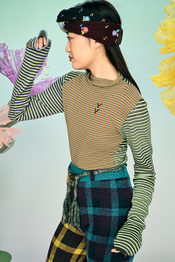 Cotton Microstripe Turtleneck