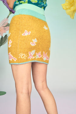 Laza Fuzzy Mini Skirt in Mustard