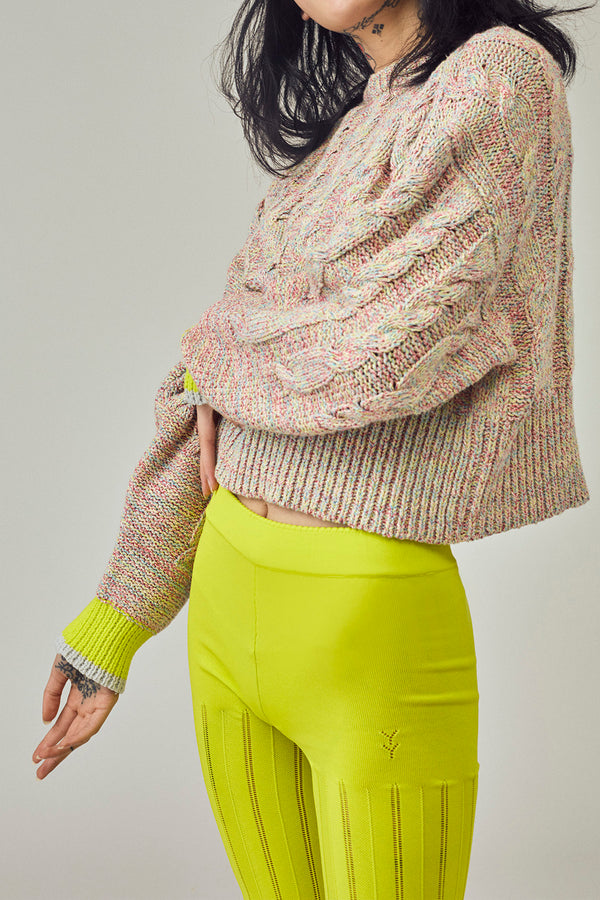 Funfetti Cropped Pullover in Multicolor Tweed