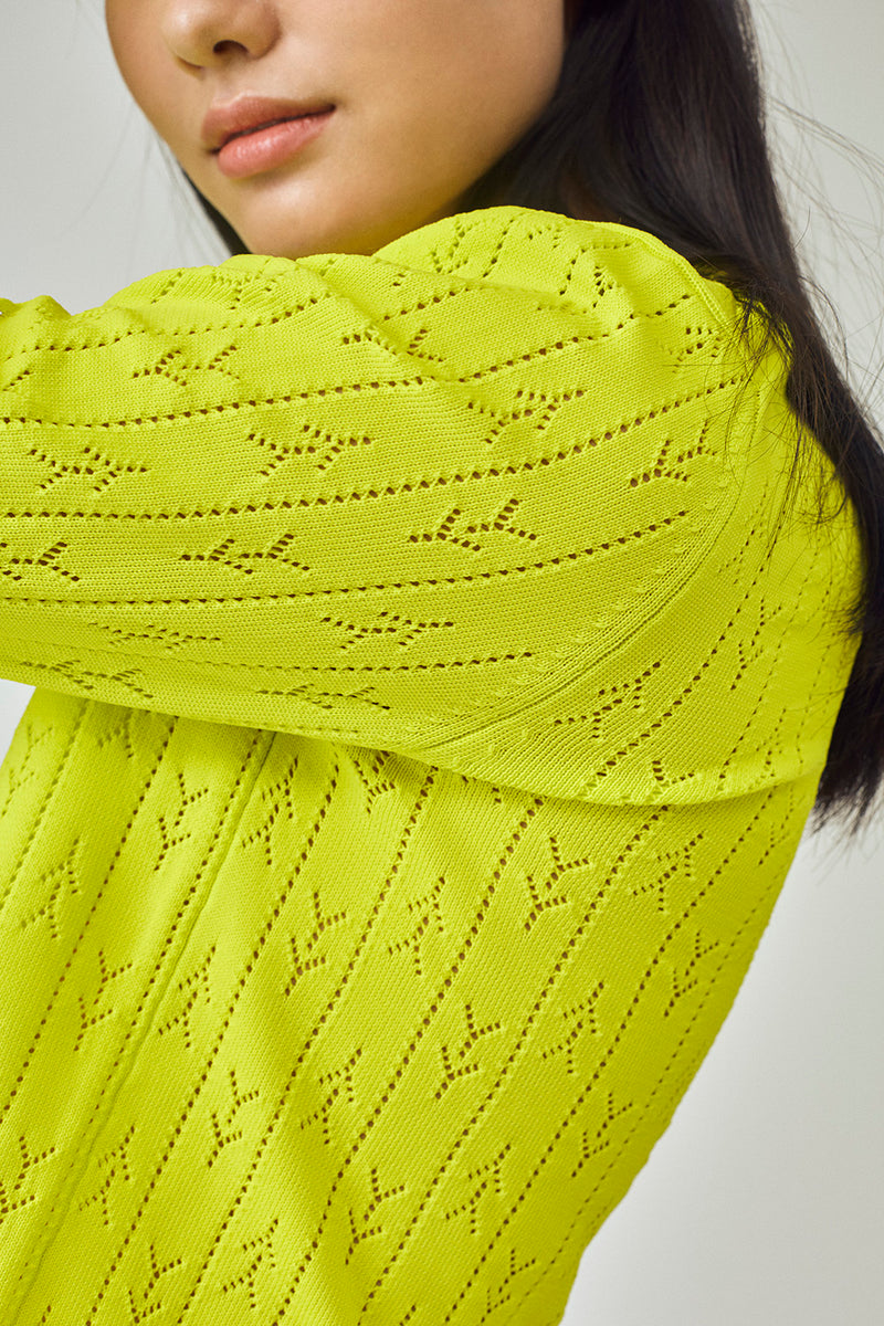 Holey Shrunken Cardigan in Sprout Yellow