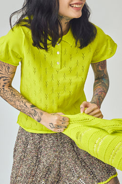 Holey Short Sleeve Polo in Sprout Yellow